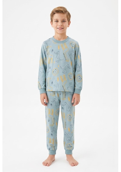 Bunny Hopp %100 Pamuk Süprem Erkek Çocuk Pijama Takımı Mavi Sevimli Hayvanlar Desenli Penye Set Bunny Hopp %100 Pamuk Süprem Erkek Çocuk Pijama Takımı Mavi Sevimli Hayvanlar Desenli Penye Set