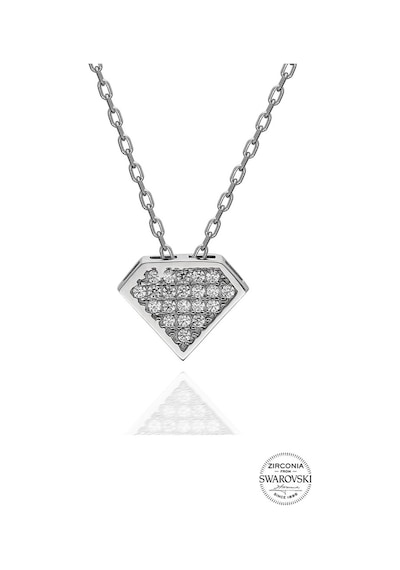 Gümüş Swarovski Taşlı Pırlanta Modeli Piramit Kolye