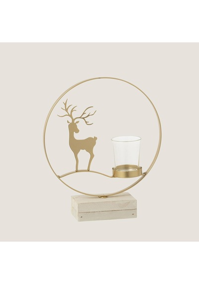 Yigo Geyik Desenli Tealight Mumluk Kahverengi