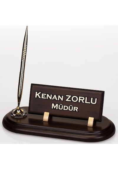 Ahşap Masa İsimliği Yeni İş Yeri Oval Ofis Masa İsimlik