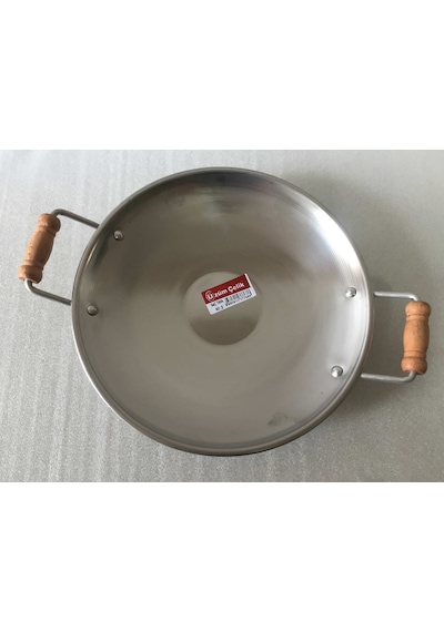 Kavurma Sacı - No:4 - 40 CM - Krom Çelik -ahşap Kulplu- Sac Tava
