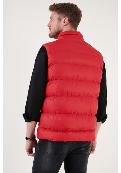 Buratti Slim Fit Suya Ve Rüzgara Dayanıklı Dik Yaka Şişme Erkek Yelek 649008 Kırmızı