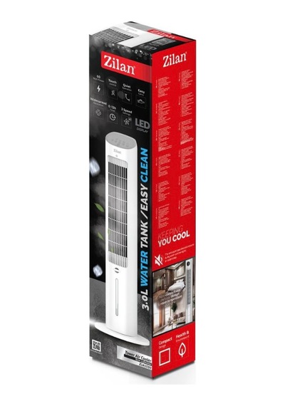 Zilan Zln1030 Air Cooler, Uzaktan Kumandalı Soğuk Su & Buz Hazneli Kule Tipi Vantilatör