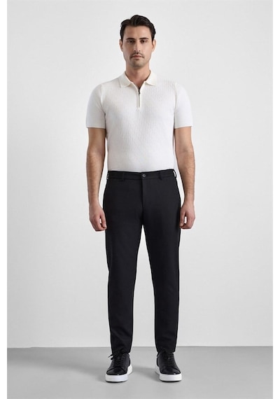 Süvari Siyah Slim Düz İnterlok Yarım Lastikli Rüzgar Geçirmez Jogger Pantolon Pn2020500744-s09