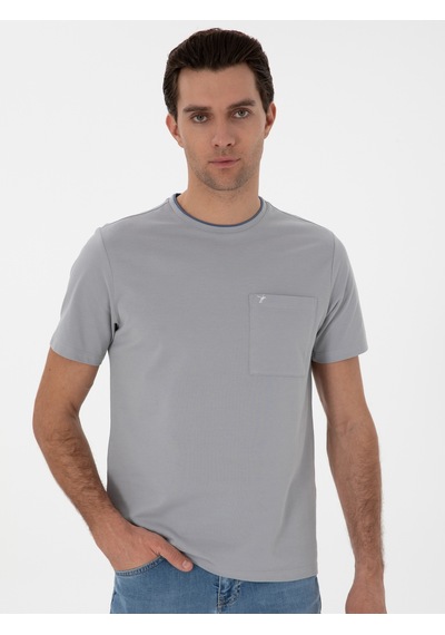 Taş Regular Fit Cepli T-shirt Gri