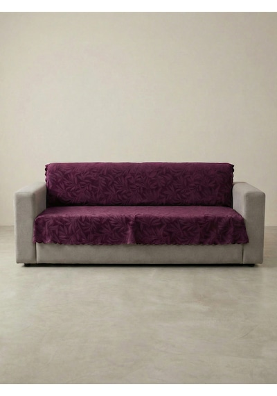 Sofline Kaymaz Tabanlı Tay Tüyü Çekyat, Koltuk, Kanepe Örtüsü Pembe, Mor,antrasit Renk 175x210cm Mor