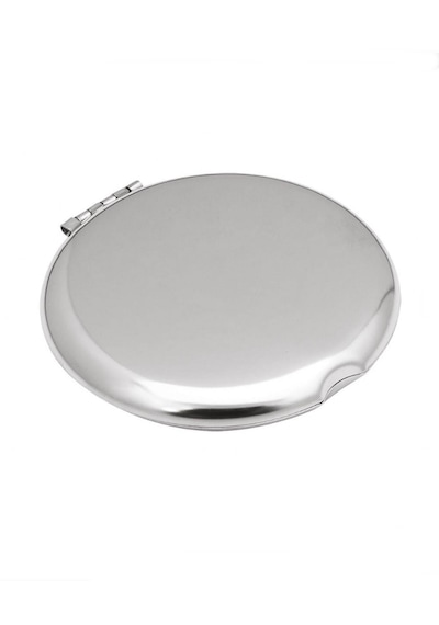 Yuvarlak Mini Metal Ayna - Taşınabilir Makyaj Aynası Metalik Gri