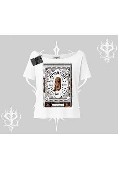 Tarzsokak Kayık Yaka Tshirt Fossilized Skull Underground Archive Beyaz