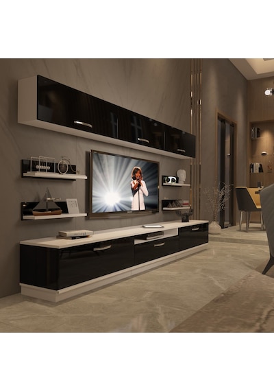 Decoraktiv Trendstyle 8y Slm Tv Ünitesi Tv Sehpası Beyaz - Siyah