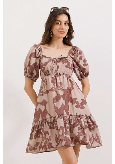 Bigdart 2351 Kloş Poplin Elbise - D.gül Kurusu 001