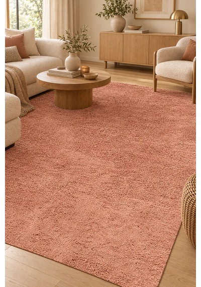 Mira Rose Kadifemsi Ultra Dolgun Kaymaz Tabanlı Yıkanabilir Modern Salon Oturma Odası Halısı
