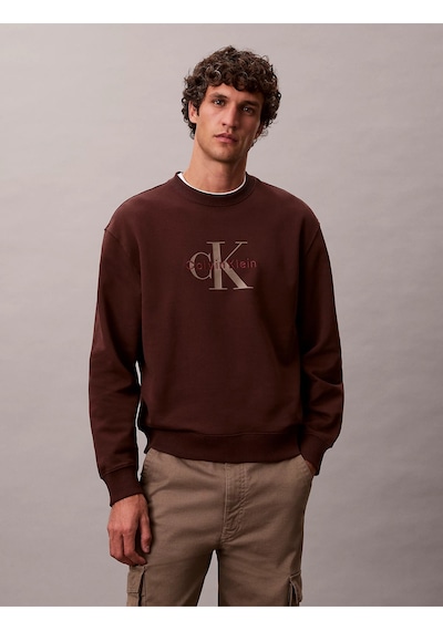 Erkek %100 Pamuklu Ck Logolu Yuvarlak Yakalı Uzun Kollu Kahverengi Sweatshirt Kahverengi Erkek %100 Pamuklu Ck Logolu Yuvarlak Yakalı Uzun Kollu Kahverengi Sweatshirt Kahverengi