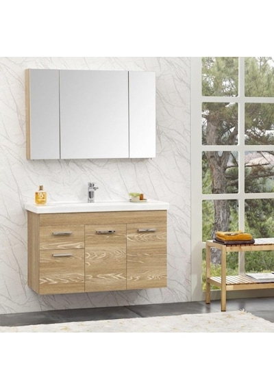 Orka Enez 100 Cm Mdf Livana Banyo Dolabı Alt Modül Ve Lavabo Çok Renkli