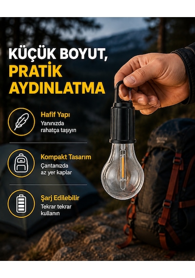 Su Geçirmez Dış Mekan Led Çadır Işığı Sarı 16593705