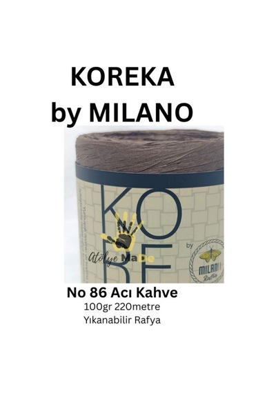 Koreka By - 86 Acı Kahve Tek Yumak 100gr 220metre Yıkanabilir Rafya