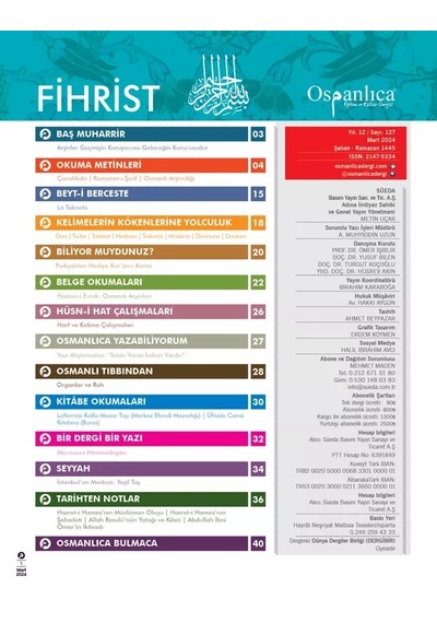 Mart 2024 Osmanlıca Dergisi