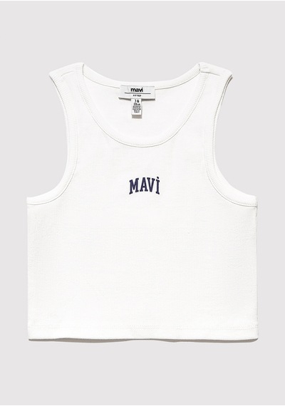 Mavi - Mavi Logo Baskılı Ekru Atlet 7610336-70057 Ekru
