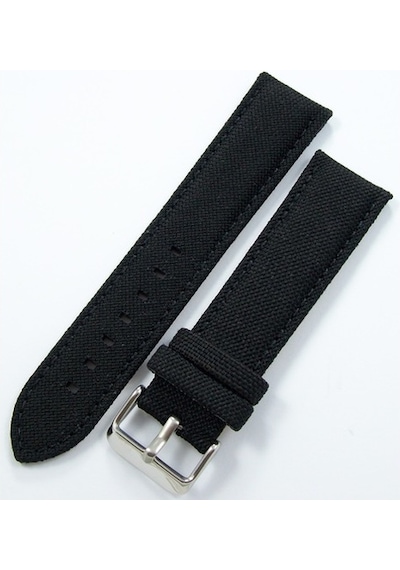 Bizon Siyah Kumaş Saat Kordonu 24Mm Dokuma Spor Perlon Kayış