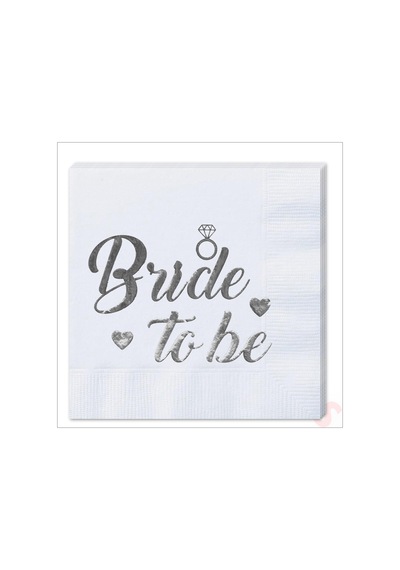 Bride To Be Peçete, 16 Adet - Gümüş