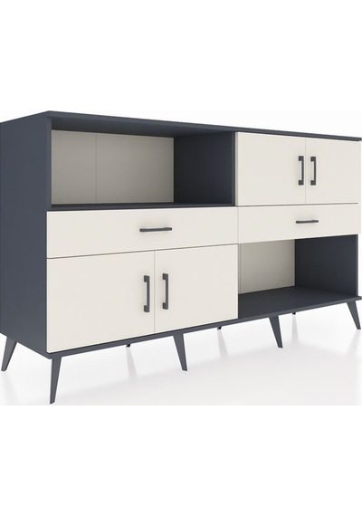 Hyperion Konsol 8 Raflı 3 Çekmeceli Tek Kapaklı 176x44x99 Antras Antrasit-aytaşı Hyperion Konsol 8 Raflı 3 Çekmeceli Tek Kapaklı 176x44x99 Antras Antrasit-aytaşı