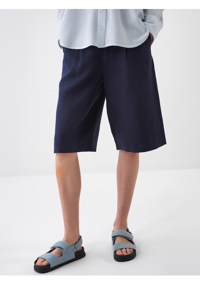 Xint Lacivert %100 Keten Oversize Şort 275434 Xint Lacivert %100 Keten Oversize Şort 275434