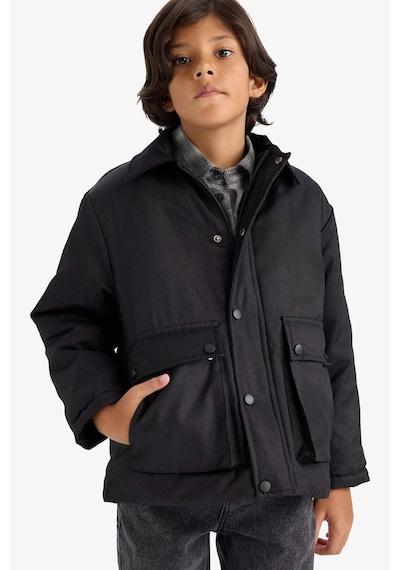 Defacto Erkek Çocuk Polo Yaka Çıtçıt Kapamalı Mont D5903a825aubk27 Siyah