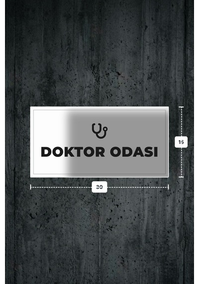 Doktor Odası Yazılı - Metal - Beyaz Renk - Kapı İsimliği - 30x15 Cm