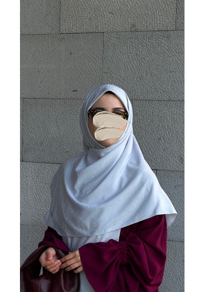 Qalortex Scarf Premium Jakarlı Sare Büyük Boy Eşarp -gümüş