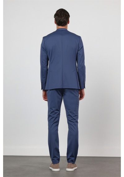 İmza Koyu Lacivert Kendinden Desenli Mono Yaka 6 Drop Slim Fit Takım Elbise 1001260165