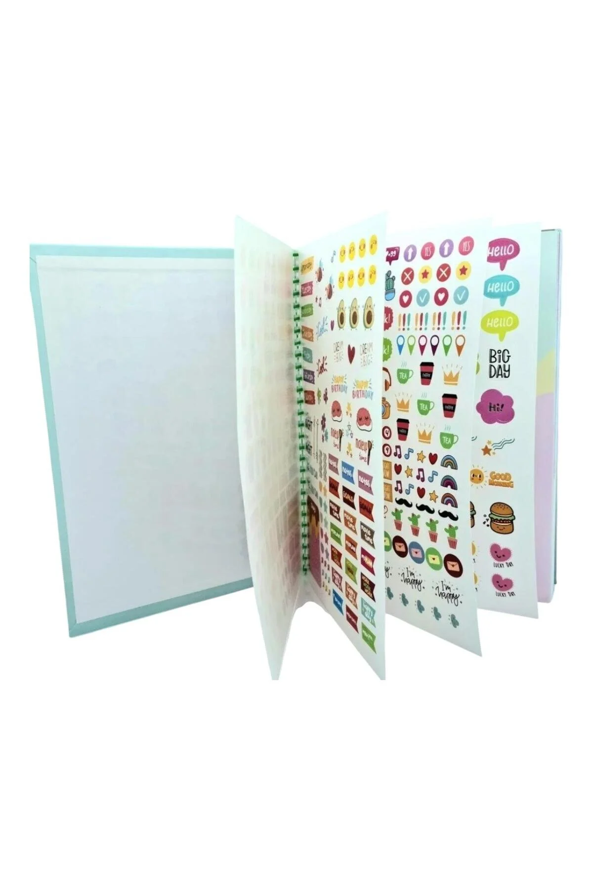 Zamansız Haftalık Ajanda Planlayıcı, Resimli, Spiralli, Sticker'lı Planlayıcı Ajanda Çok Renkli