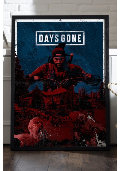 Days Gone Siyah Ahşap Çerçeveli Poster, Dekoratif Oyun Duvar Tablosu
