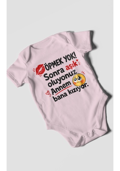 Morivokids Anneye Özel Kısa Kollu Bebek Body %100 Pamuk Zbn172-kk Bebe Pembe