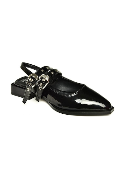 Fox Shoes U518800604 Siyah Rugan Alçak Topuklu Kadın Ayakkabı Siyah