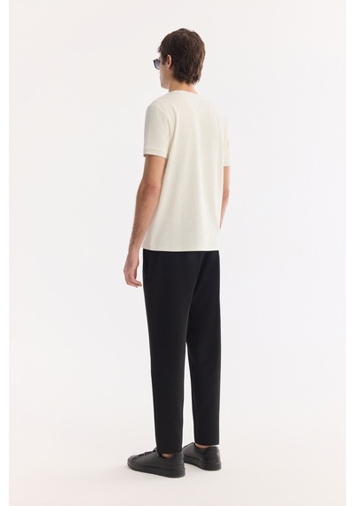 Avva Erkek Ekru Bisiklet Yaka Pamuklu Elastan Regular Fit T-shirt A61y1023