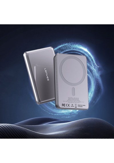 Lenyes Pw0015d Ultra İnce Led Göstergeli Wireless Powerbank 15w 5000mah Gri