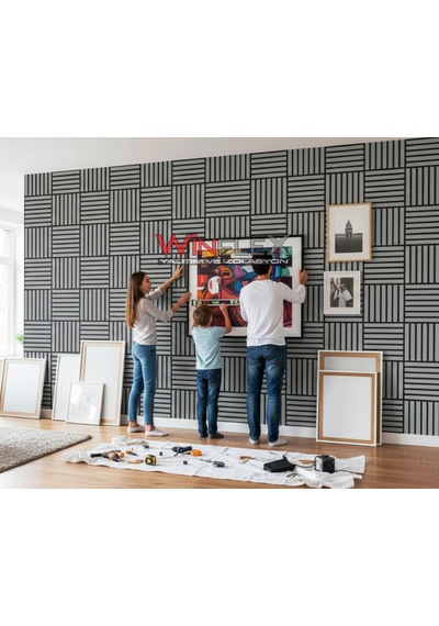 Winflex Mini Eko Akustik Ahşap Panel Antrasit Gri - 30x30cm Antrasit Gri 30x30cm