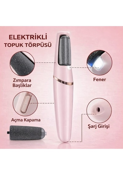 Şarjlı Elektrikli Topuk Törpüsü 360 Dönen Başlık Led Işıklı Profesyonel Nasır Ve Çatlak Giderici