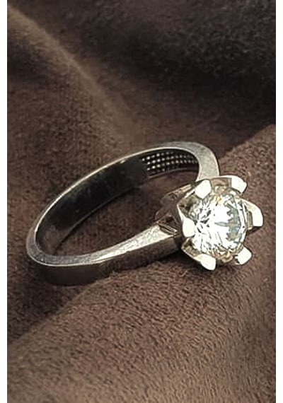 Swarovski Taşlı Gümüş Tek Taş Yüzük 12