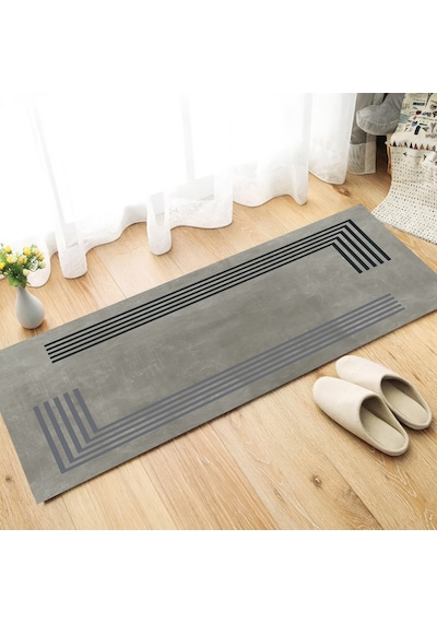 Dijital Kaymaz Yıkanabilir Mutfak Banyo Salon Paspas Halısı Trend Mermer Al4010 Mavi