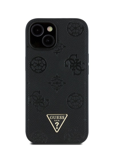 Apple Uyumlu iPhone 15 Kılıf Guess Lisanslı M-safe Şarj Özellikli Üçgen Logolu Pu Deri Peony Kapak Siyah Apple Uyumlu iPhone 15 Kılıf Guess Lisanslı M-safe Şarj Özellikli Üçgen Logolu Pu Deri Peony Kapak Siyah