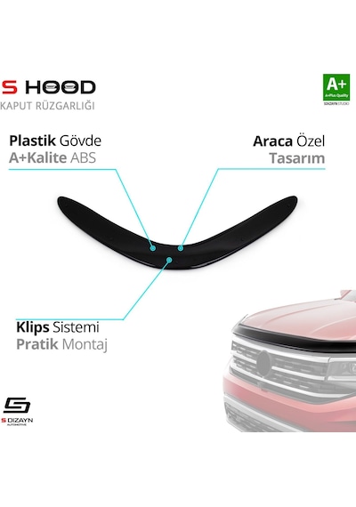 S-dizayn Toyota Uyumlu Ch-r Abs Plastik Kaput Rüzgarlığı 2016 Üzeri A+kalite