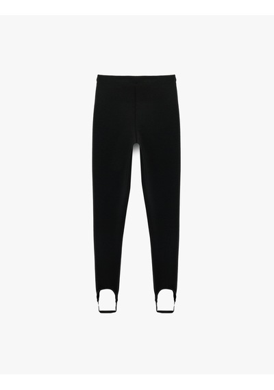 Koton Normal Bel Slim Fit Tayt Pantolon Ayak Bant Detaylı Siyah 7wak40050uk