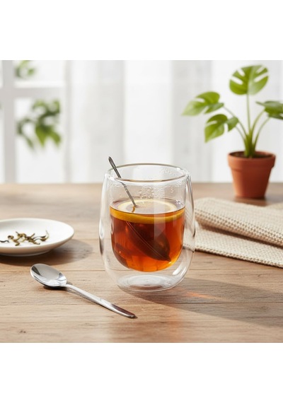 Çift Cidarlı Double Wall Cam Bardak - 250 Ml Isıya Dayanıklı Cappuccino, Çay Ve Kahve Bardağı - El Yakmayan Modern Tasarım çok renkli
