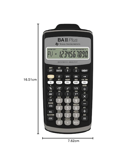 Texas Instruments Ba Iı Plus Finansal Hesap Makinesi Tek Satırlı, 10 Haneli Ekran, Pille Çalışır Siyah-gri Çok Renkli