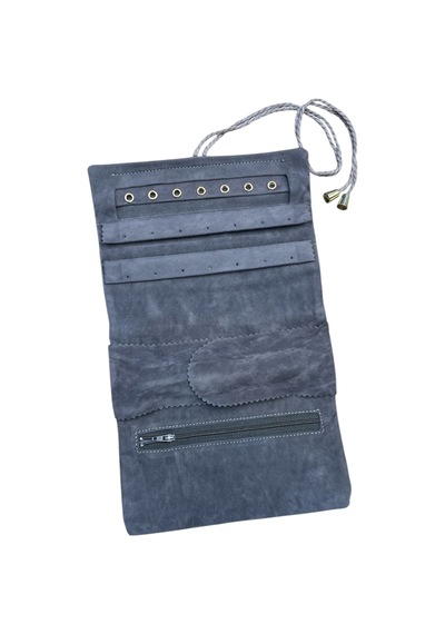 Kadife Takı Ve Mücevher Seyahat Rulo Düzenleyicisi Yeşil 35x20 Cm Lacivert