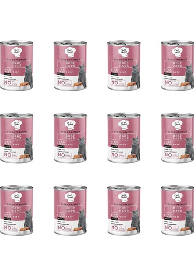 Chefs Choice Tahılsız Sığır Etli Ezme Kedi Konservesi 400 Gr 12 Adet