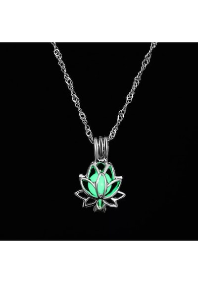Çılgıntrend Gece Parlayan Lotus Çiçeği Kolye Çok Renkli