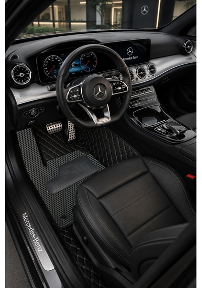 Mercedes Siyah 8d Deri Tam Kaplama Havuzlu Oto Paspas + Siyah Eva Çift Koruma Seti