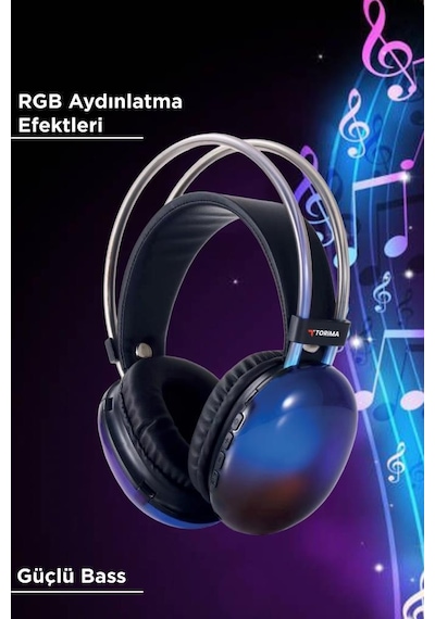 Torima HD-40 Kablosuz RGB Işıklı Bluetooth Kulak Üstü Kulaklık