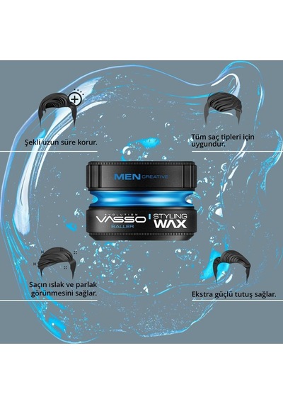 Saç Şekillendirici Wax Tüm Saç Tipleri Ekstra Tutuş, Islak Ve Parlak Görünüm Neme Dayanıklı Aqua Baller 150 Ml